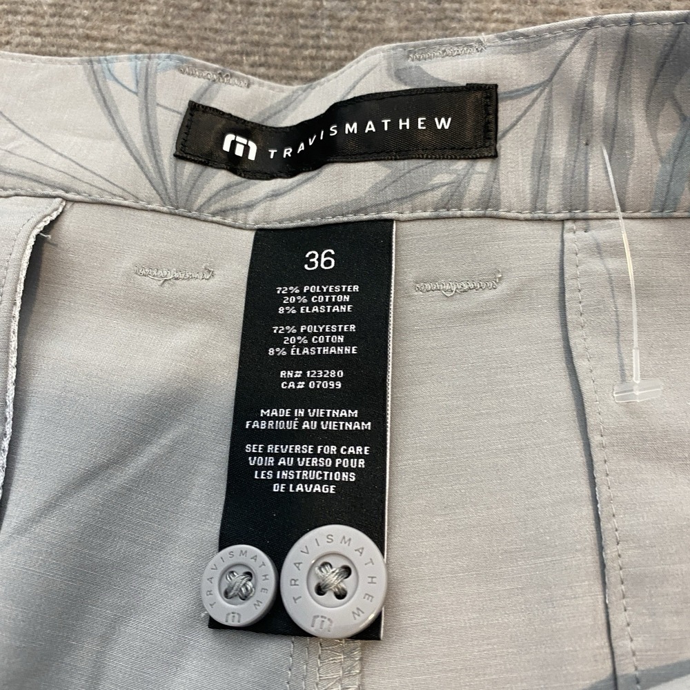 Travis Mathew Shorts Mens 36 Gray Floral Coastal Canyon 8" Performance Golf - Picture 5 of 9